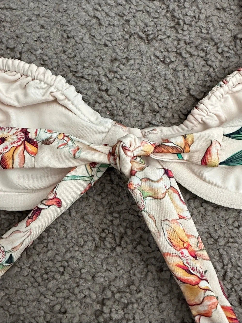 Monday Swimwear Floral Bikini Top High Waist Bottoms Cream Green Womens S